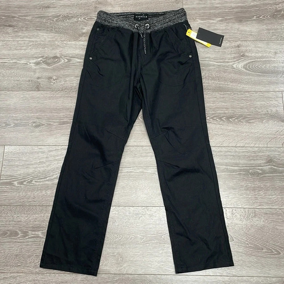NWT Capsule from Stitch Fix Elastic Band Waist Woven Cotton Pull On Pant Black L - Picture 7 of 16